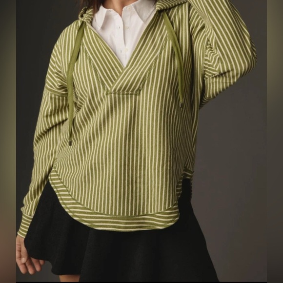 Anthropology Pilco Wharfside Hooded Sweatshirt Green Motif Size 2X - Picture 3 of 12